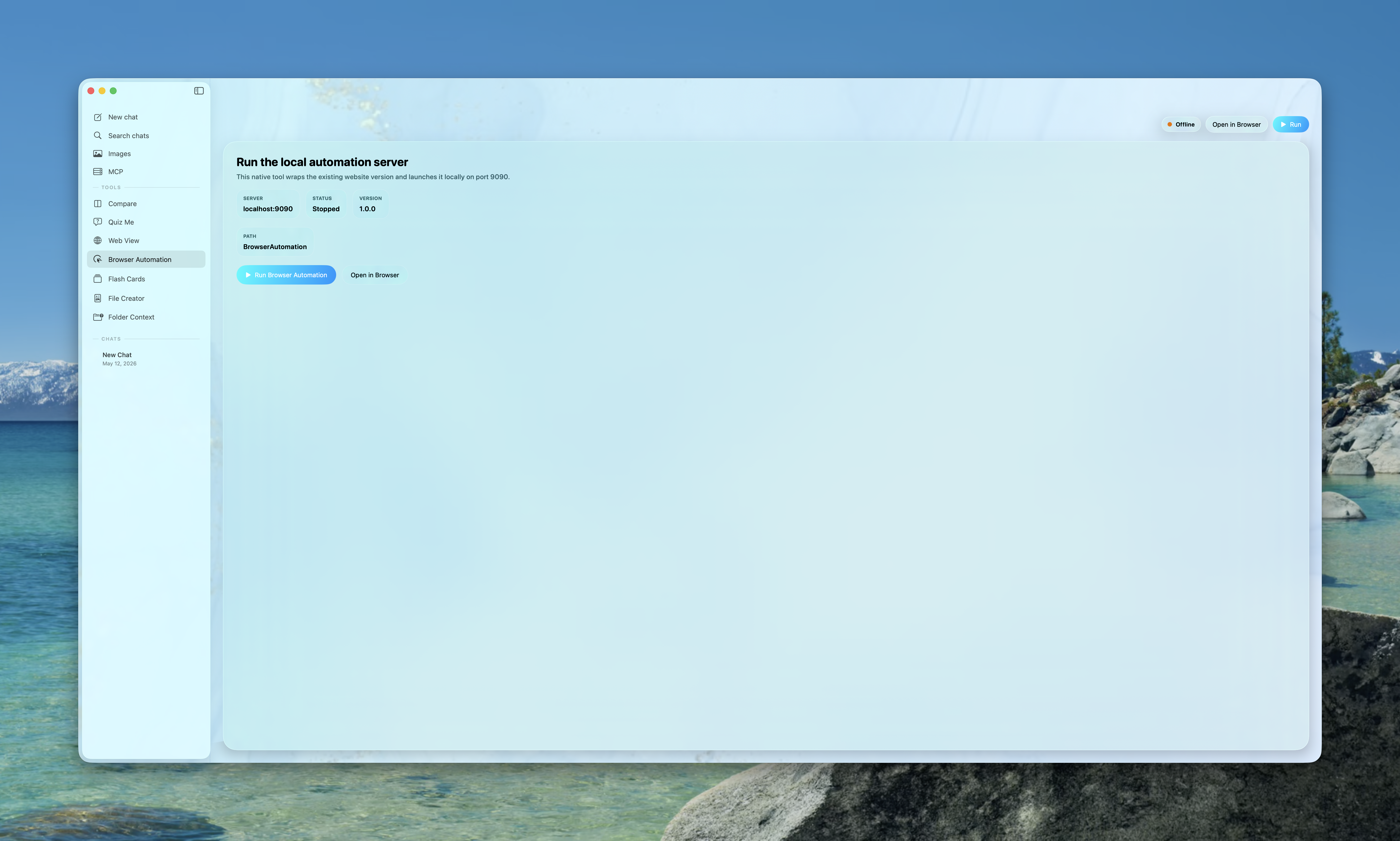 Prism browser automation interface