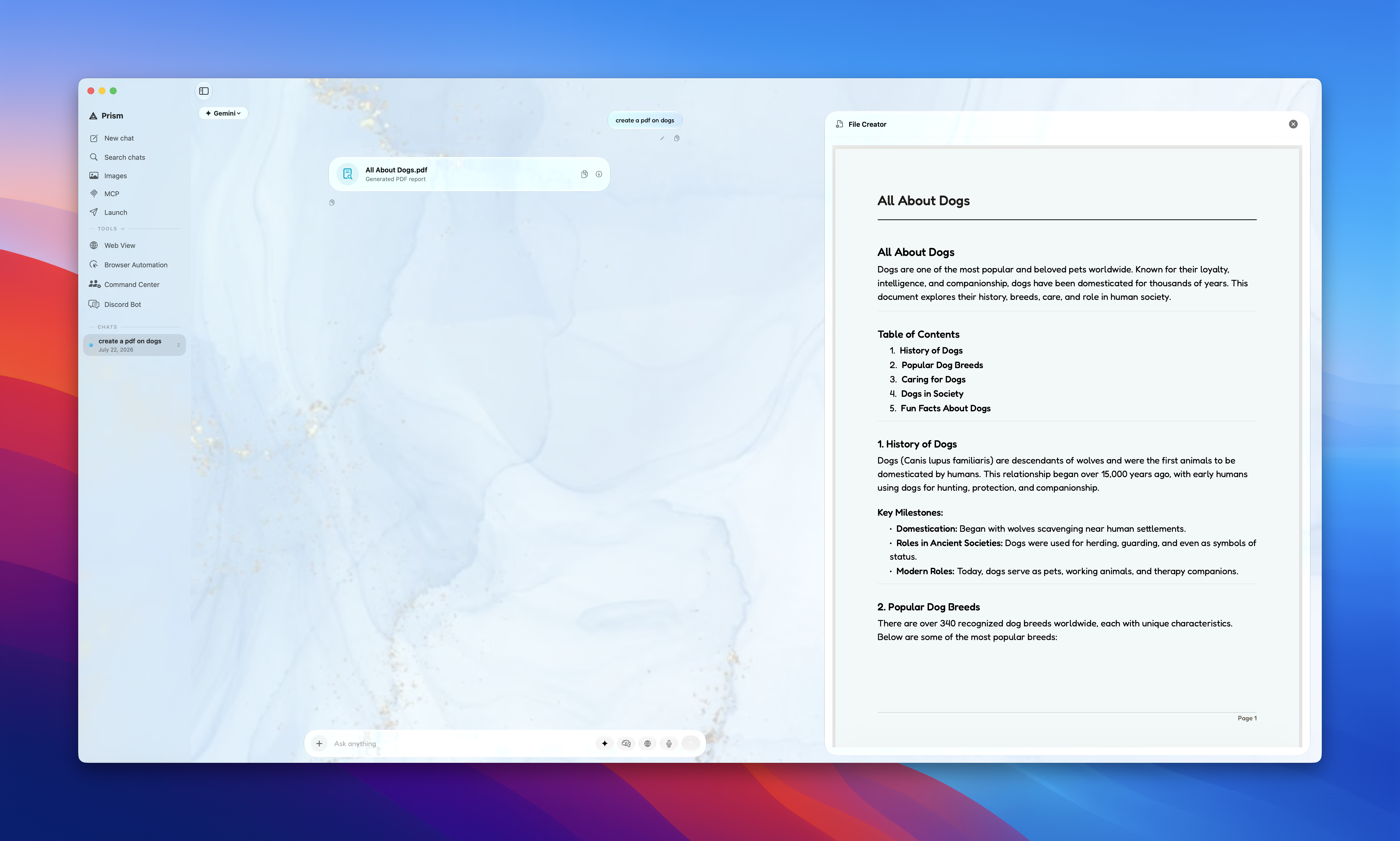 Prism file creator with live preview